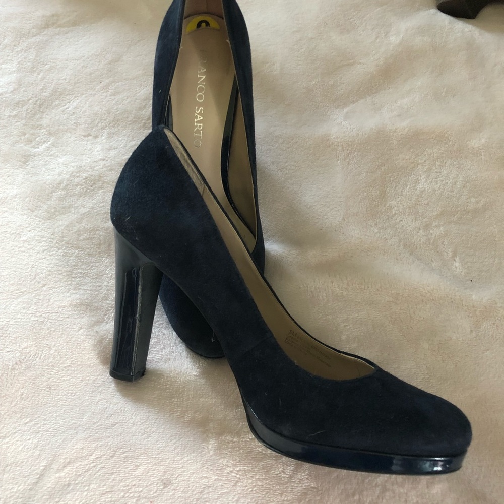 Franco Sarto suede blue heels